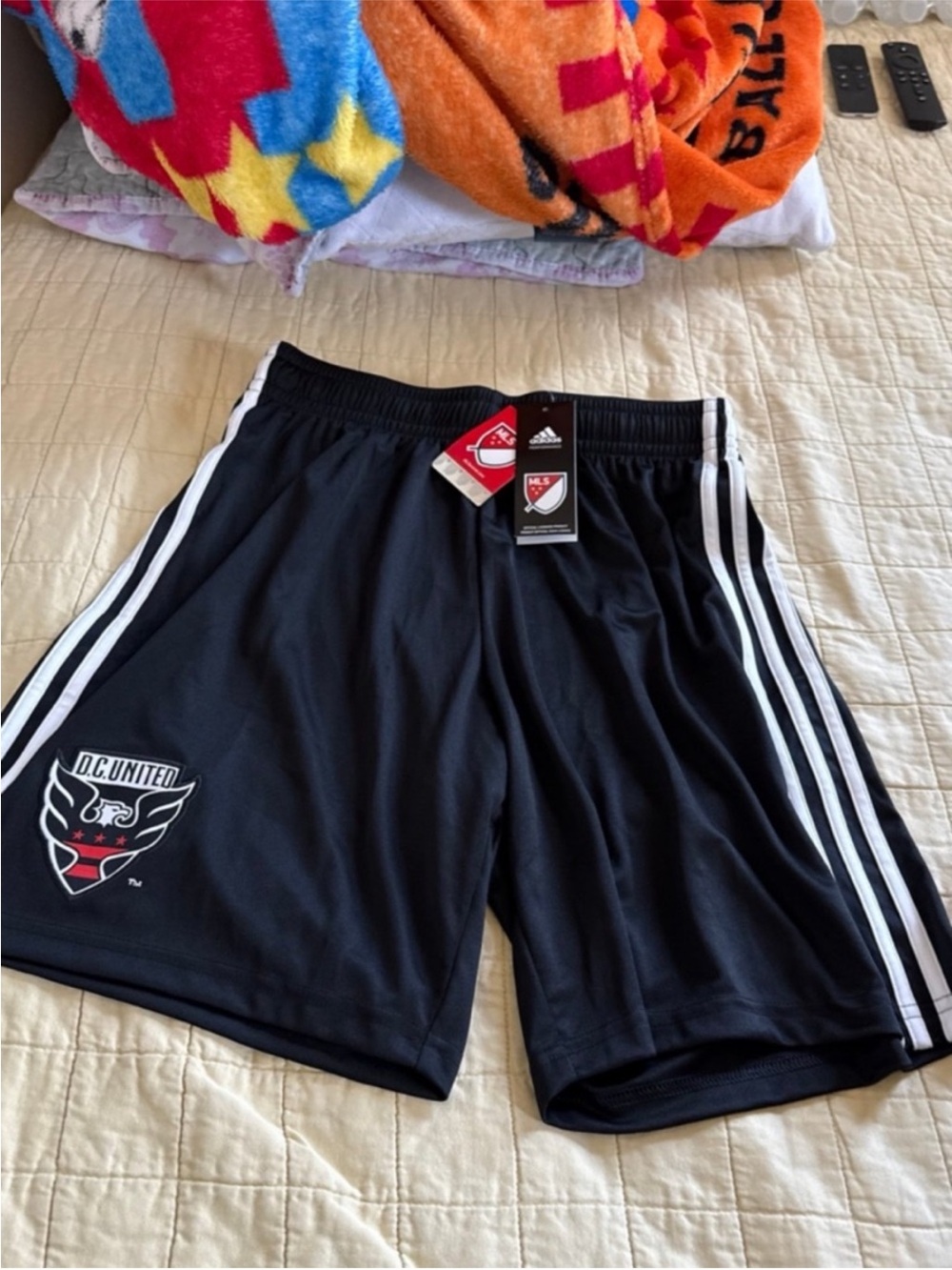 adidas Black Men's Athletic Soccer Shorts with White Stripes